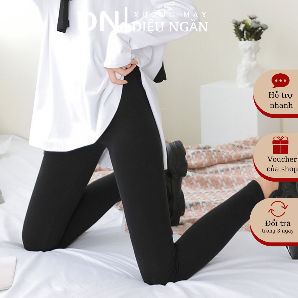 Quần legging nữ lưng thun cạp cao chất vải Umi co giãn 4 chiều có túi sau