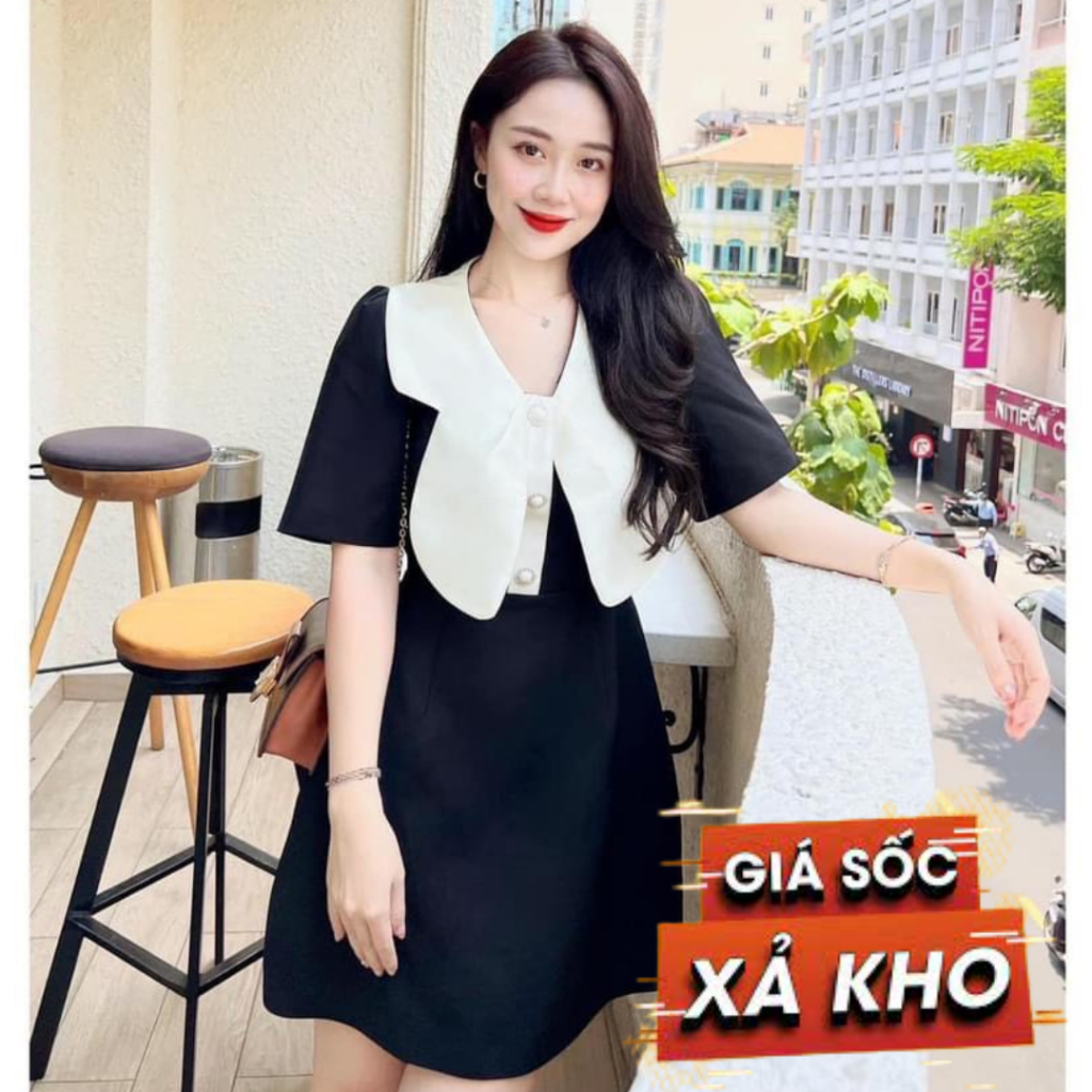 Đầm thiết kế tiểu thư váy cộc tay dự tiệc BIGSIZE từ 55kg đến 95kg cực xinh vải co giãn tốt VCB08 Huyền Lucy Bigsize