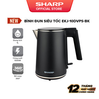 Bình Đun Siêu tốc Sharp EKJ-10DVPS-BK 1L - Hàng chính hãng bảo hành 12 tháng