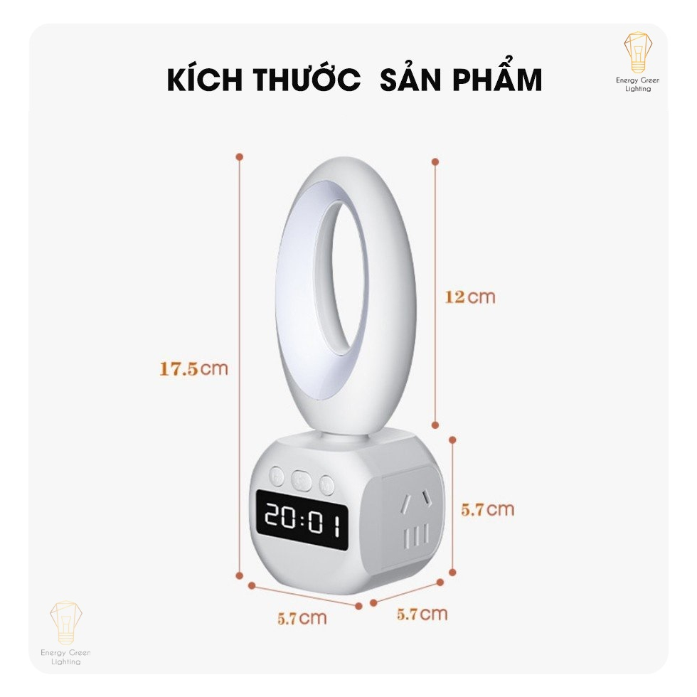 Đèn Ngủ Đồng Hồ Energy Green Lighting Kiêm Ổ Cắm Điện OD-610 - Điều Khiển Từ Xa - 3 Chế Độ Ánh Sáng - Điều Chỉnh Độ Sáng