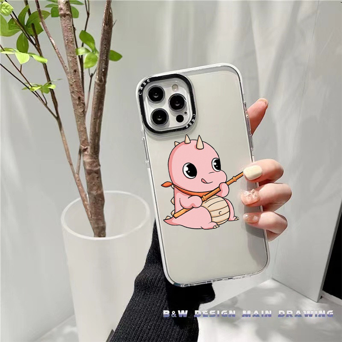 Ốp điện thoại iphone chống sốc camera viền đen cặp đôi khủng long úp vợt 14 13 12 pro Promax 6 7 8Plus X XR XSMAX