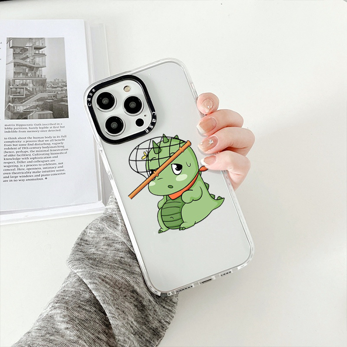 Ốp điện thoại iphone chống sốc camera viền đen cặp đôi khủng long úp vợt 14 13 12 pro Promax 6 7 8Plus X XR XSMAX