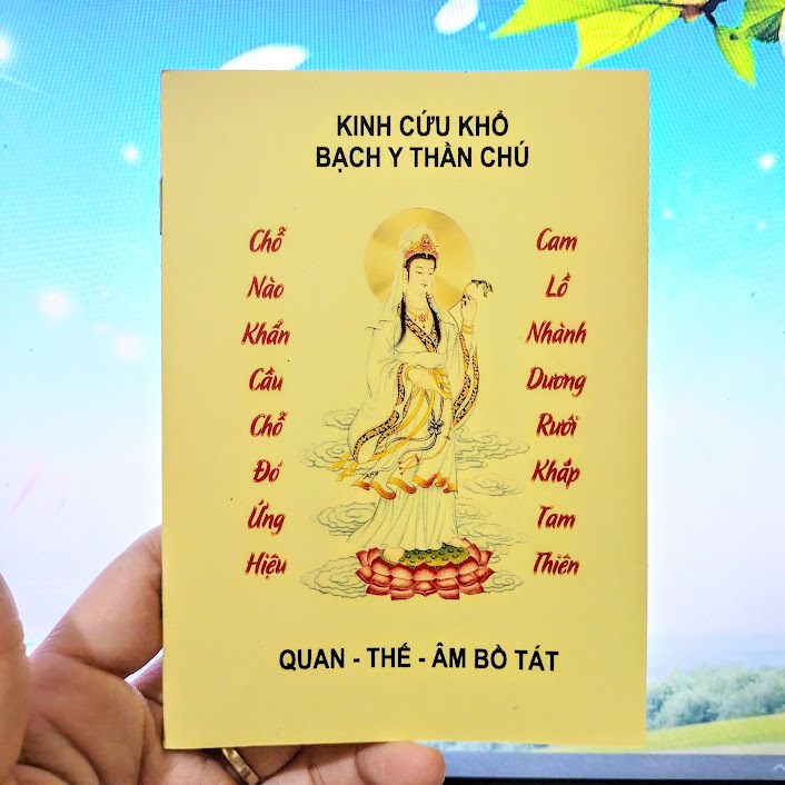 Sách- Kinh Cứu Khổ Bạch Y Thần Chú khổ 10x15cm