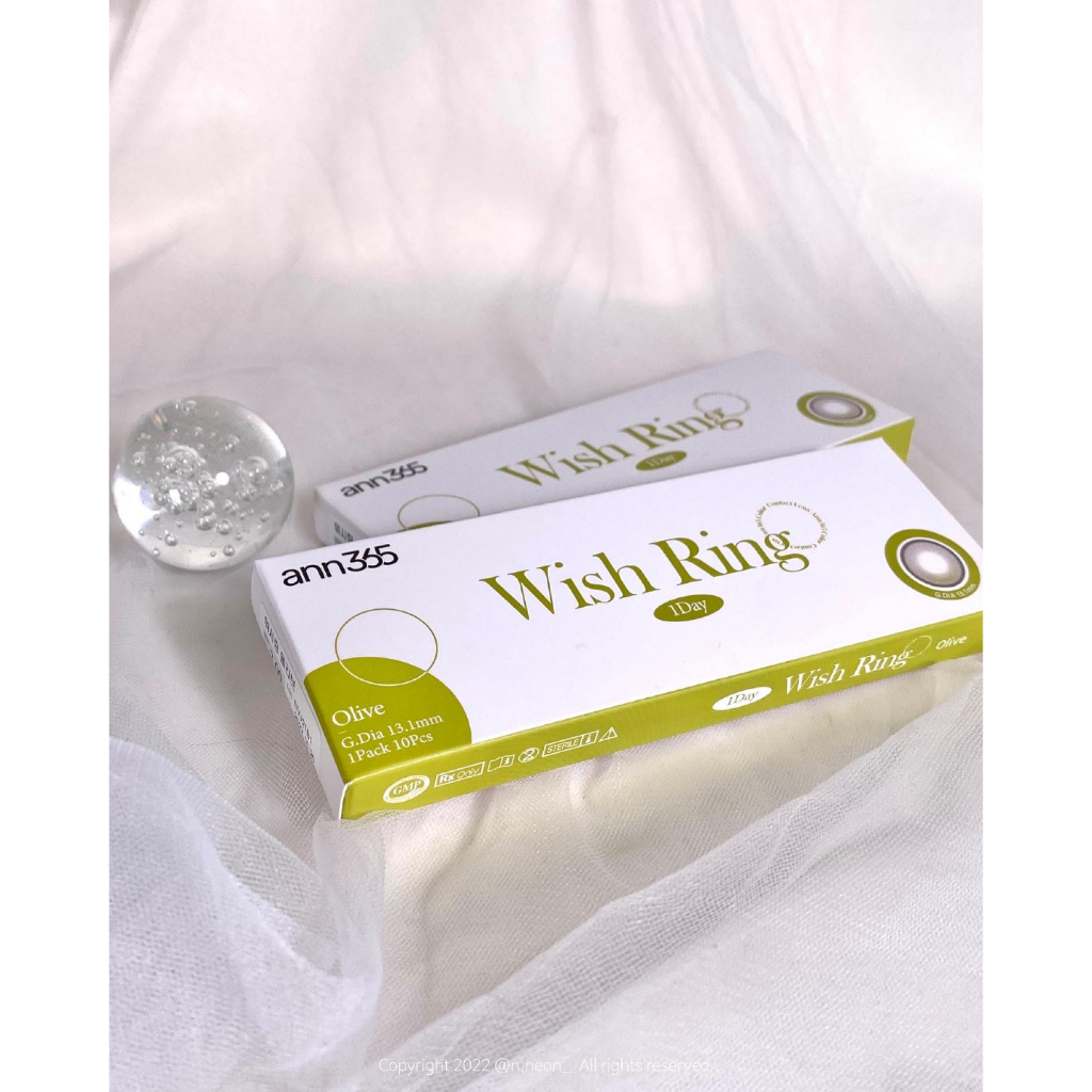 Lens 1 ngày màu xanh Oliu Wish Ring Olive Ann365, kính áp tròng đeo thoải mái trong 24h