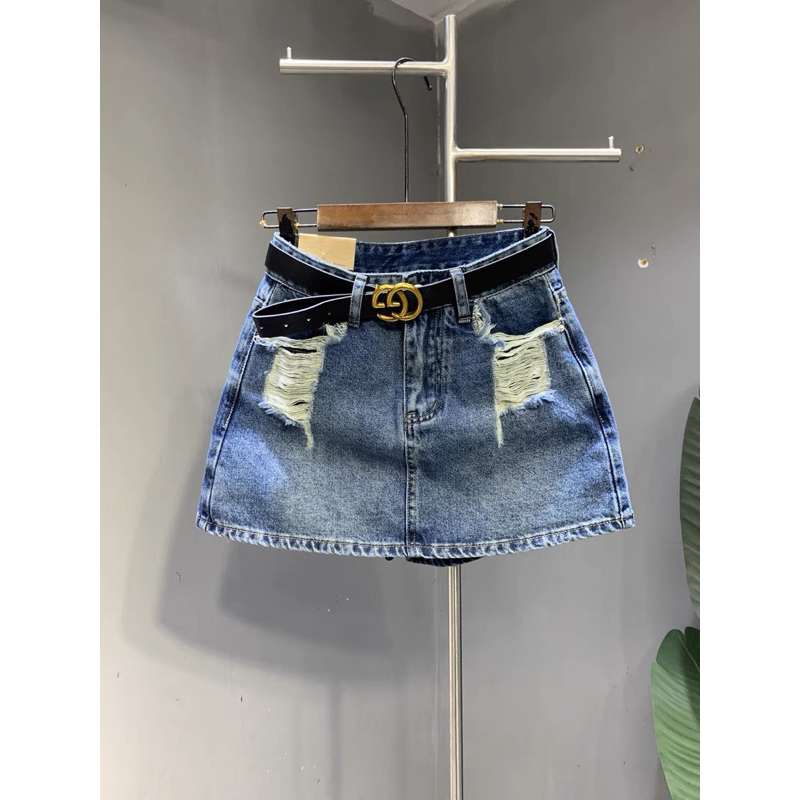 Chân váy jean chữ A ngắn, váy bò ngắn tua 2 bên túi hàng đẹp loại 1, combo váy kèm đai siêu hack dáng  !!!