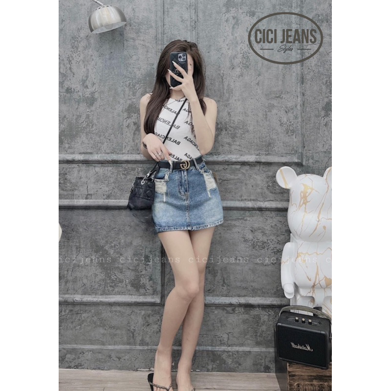 Chân váy jean chữ A ngắn, váy bò ngắn tua 2 bên túi hàng đẹp loại 1, combo váy kèm đai siêu hack dáng  !!!