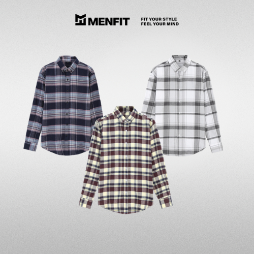 Áo sơ mi kẻ sọc caro tay dài MENFIT 2210058 chất Flannel cao cấp, mềm mịn, thoáng mát, form basic