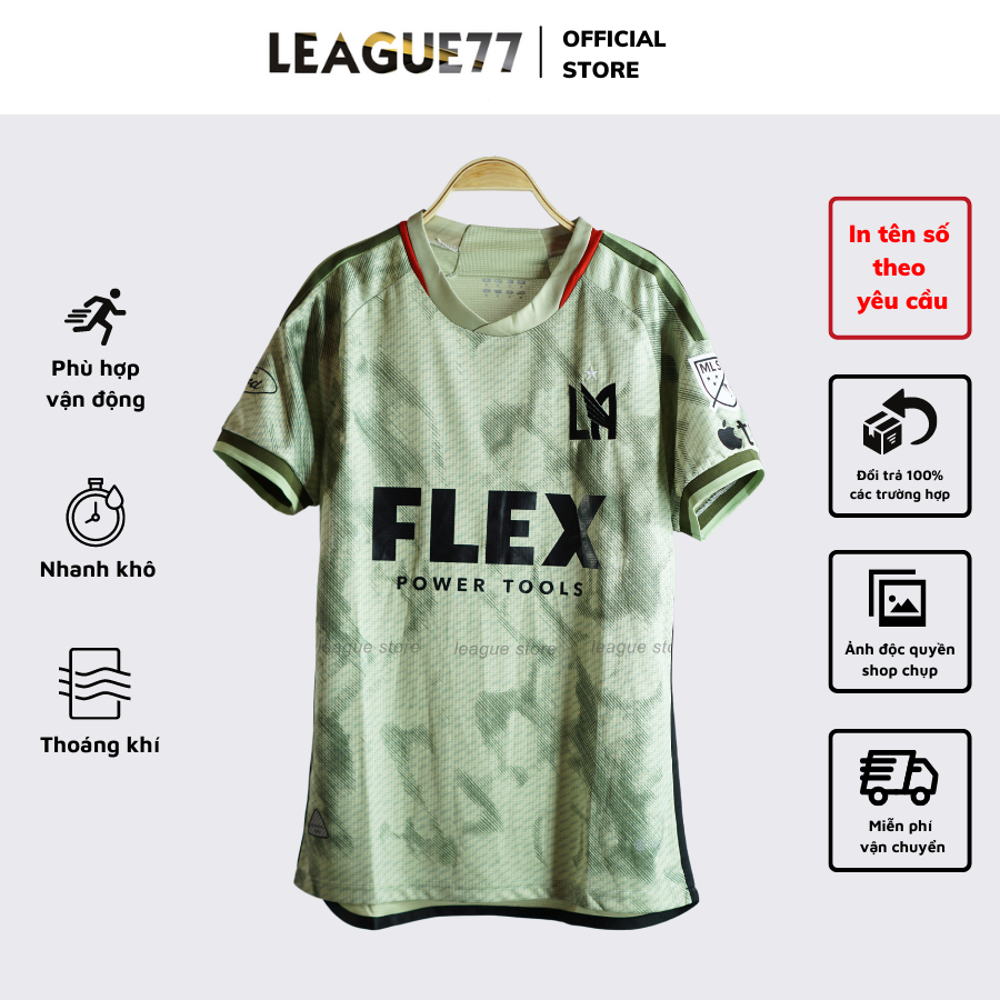 Áo LA Leaguestore - bộ quần áo đá bóng nam Los Angeles ngắn tay màu loang training vải dry fit form âu quần khóa kéo
