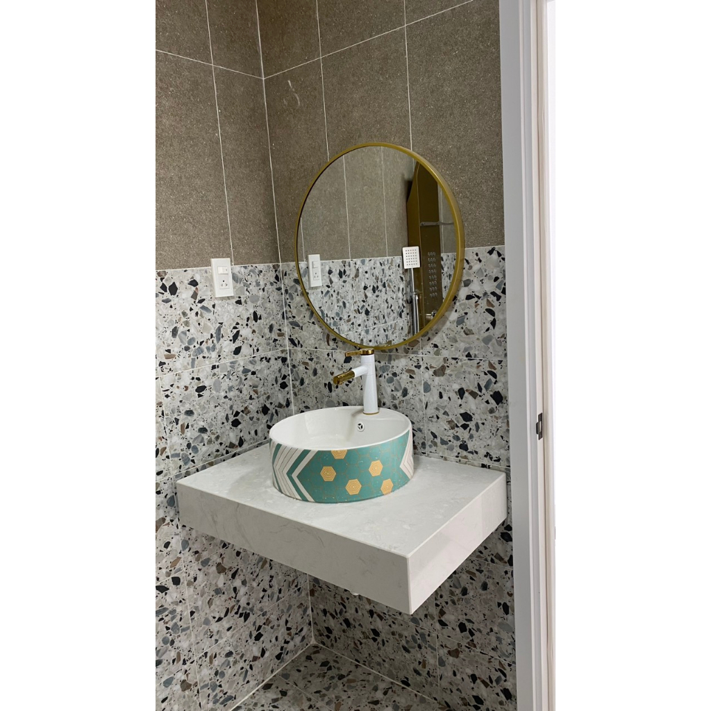Bàn đá vuông hộp đặt chậu lavabo nhiều kích cỡ