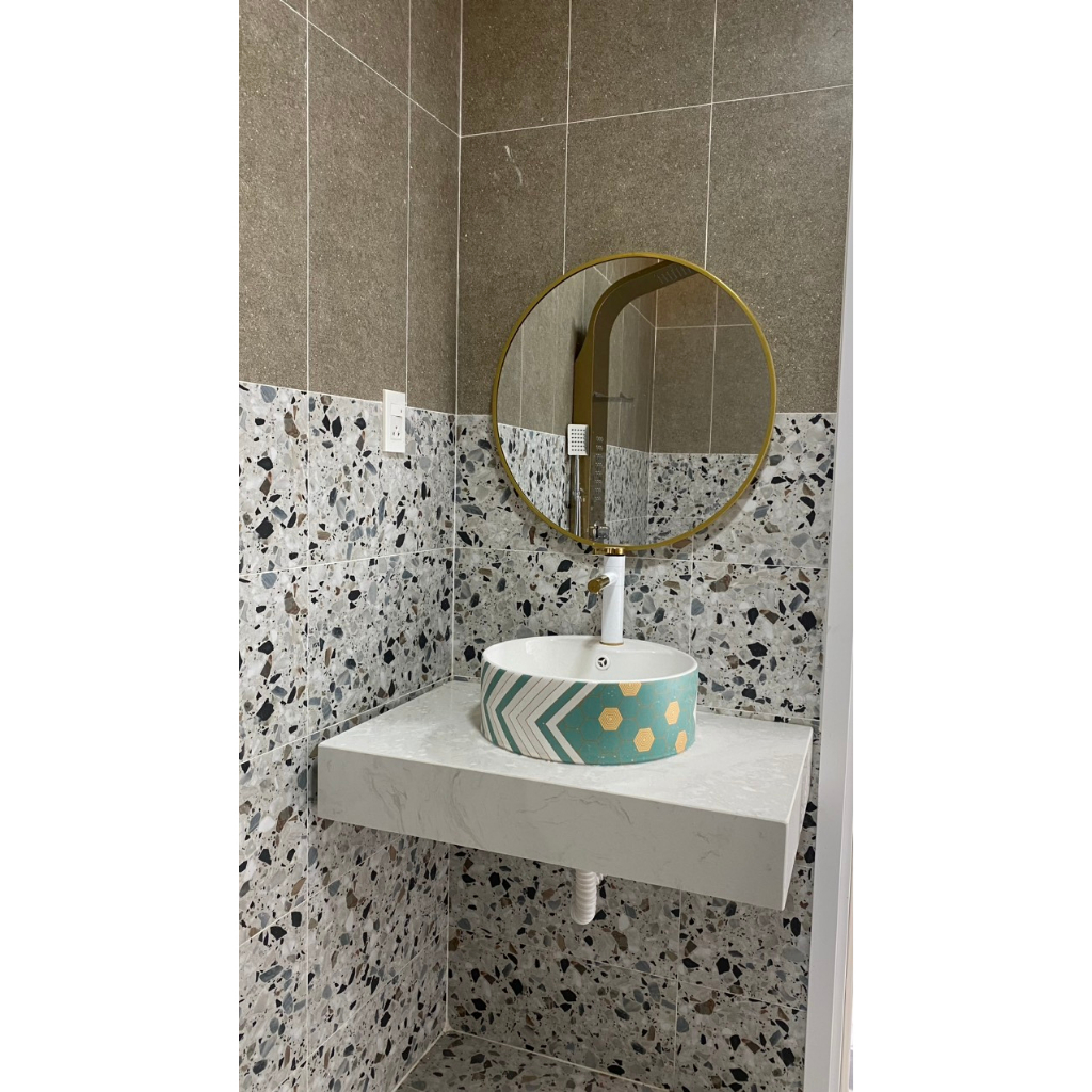 Bàn đá vuông hộp đặt chậu lavabo nhiều kích cỡ