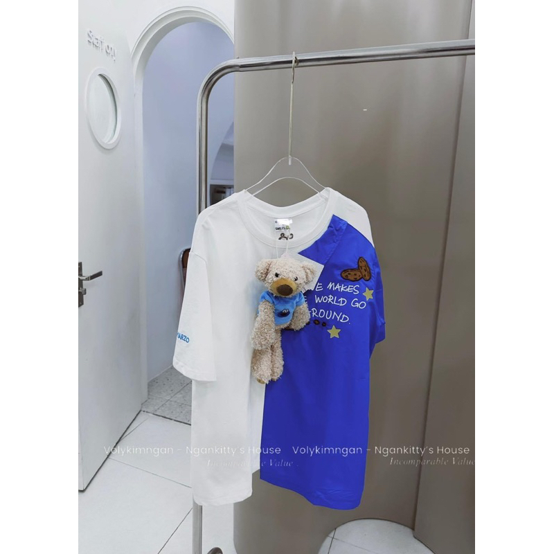 ÁO PULL GẤU 13DE MARZO TRẮNG PHỐI XANH DƯƠNG  hình chụp thật