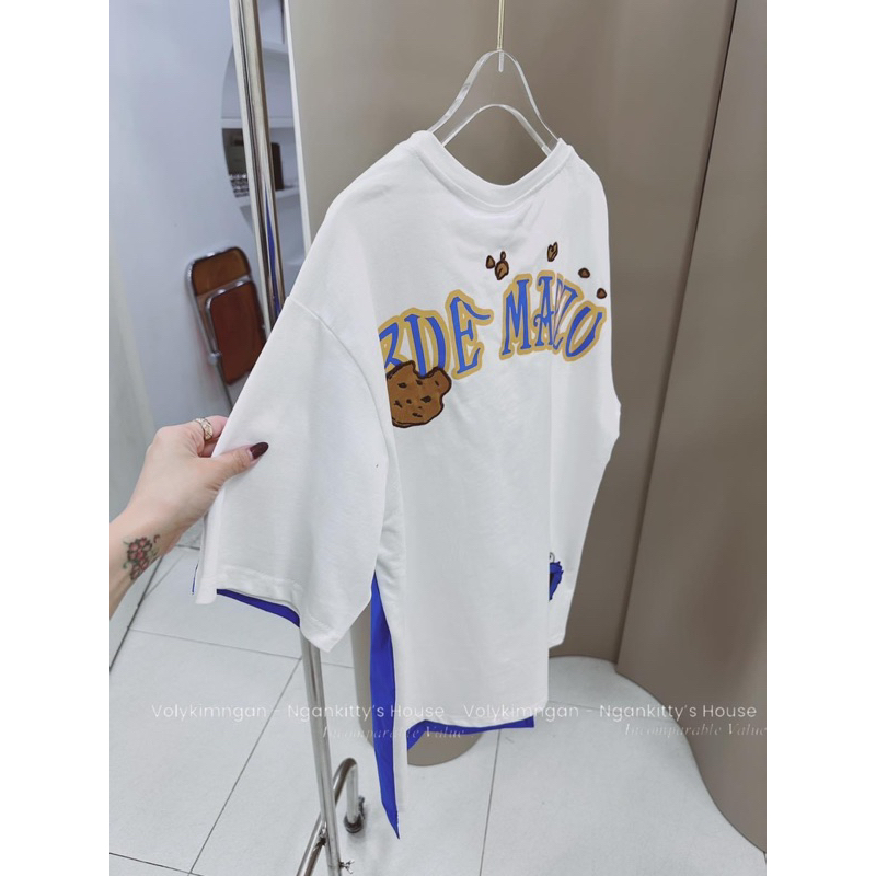 ÁO PULL GẤU 13DE MARZO TRẮNG PHỐI XANH DƯƠNG  hình chụp thật