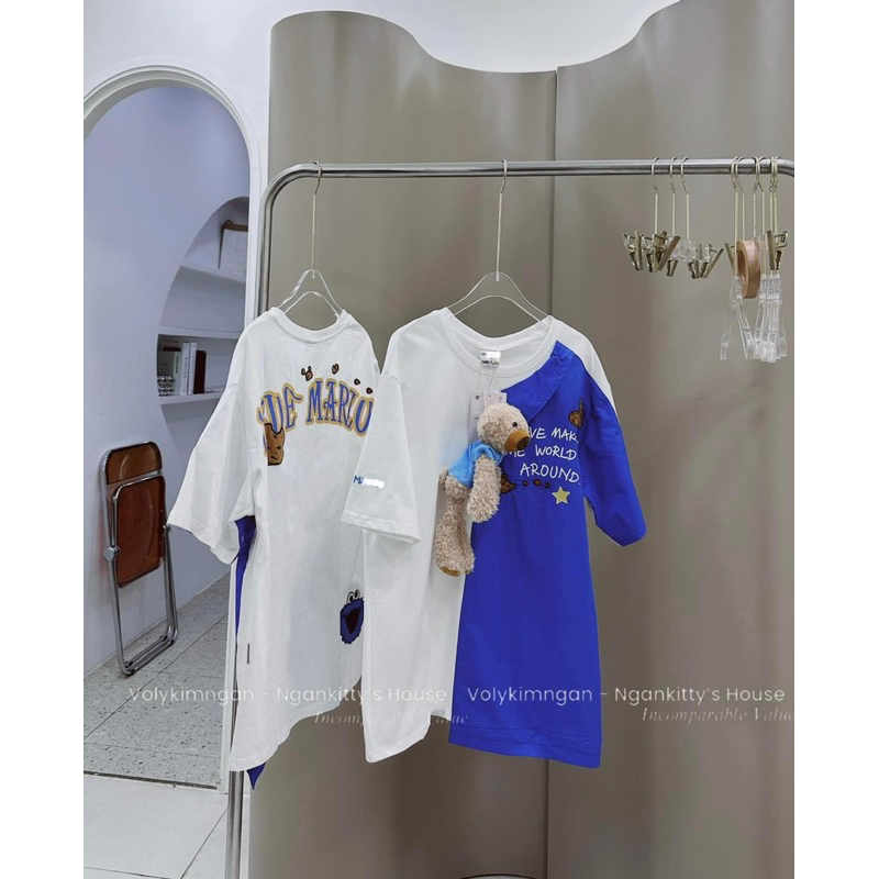 ÁO PULL GẤU 13DE MARZO TRẮNG PHỐI XANH DƯƠNG  hình chụp thật