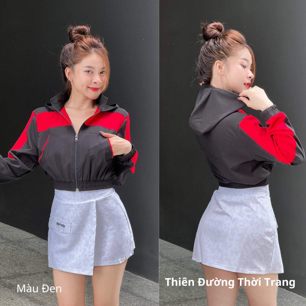 Áo Khoác Phối Vải Si Dù Xuất Hàn - Form Croptop