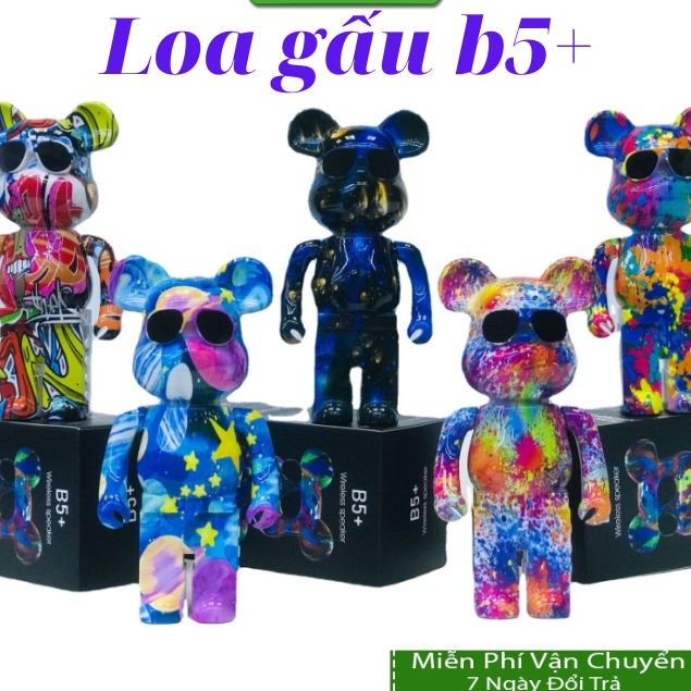 Loa Bluetooth B5+ Bearbrick Kaws B5 Plus Hình Gấu, Âm Thanh Sống Động, Nghe Nhạc Cực Hay