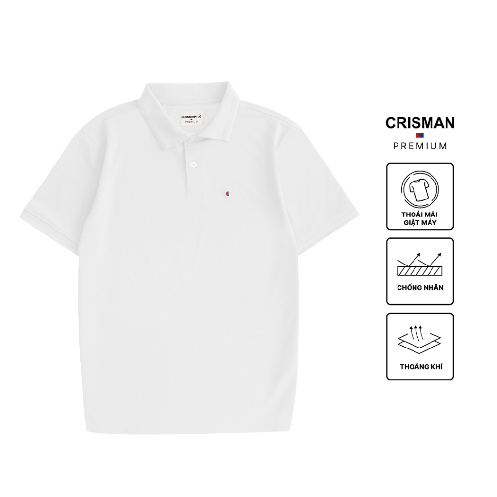 Áo Polo Nam Trơn Chất Poly Chuẩn Form, Chống Nhăn, Trẻ Trung Basics - Áo Thun Cổ Trụ Crisman.