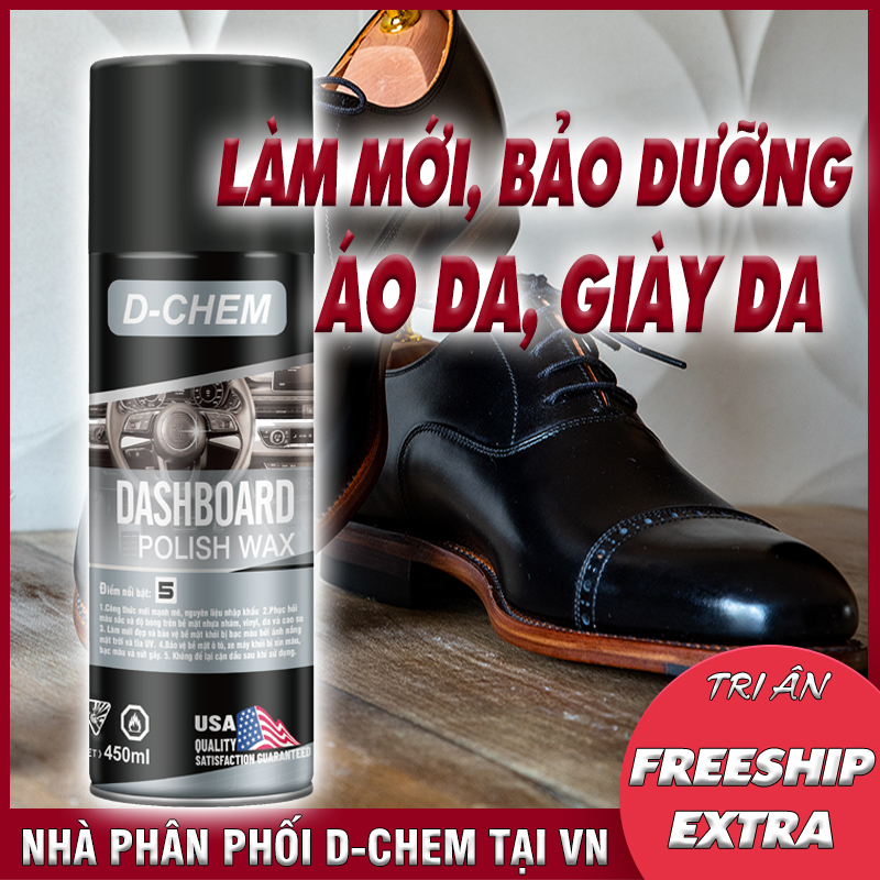 Combo 2 Chai Xi Đánh Bóng Giày Da, Áo Da D-Chem Giúp Vệ Sinh, Dưỡng Ẩm, Chống Mốc Dễ Dàng Tiện Lợi