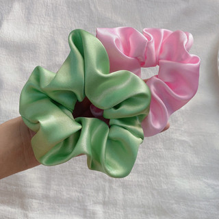 Scrunchies cột tóc phi lụa cỡ lớn màu trơn đơn giản