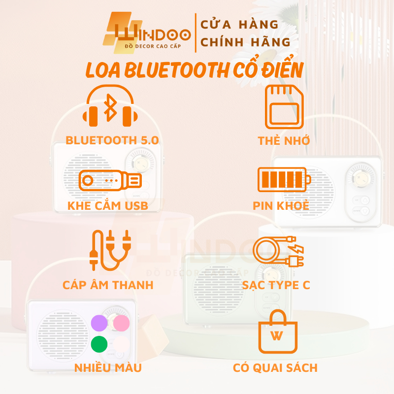 Loa bluetooth retro mini âm thanh chất lượng cao siêu trầm | BigBuy360 - bigbuy360.vn