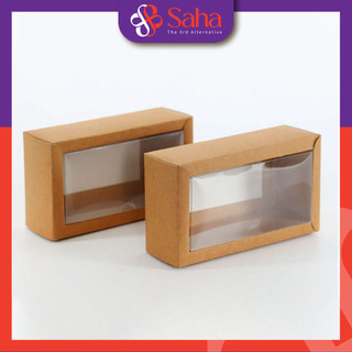 Hộp Giấy Kraff Kèm Nắp Nhựa PE Trong Suốt Đựng Bánh, Hoa, Quà Tặng Nhiều Size