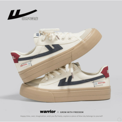 Giày Thể Thao Nữ Warrior Chính Hãng Cổ thấp Basic - W005Kem (Màu Trắng Kem)