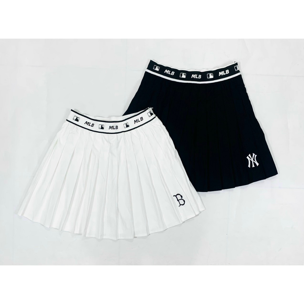 Chân Váy Xếp Ly MLB NY Phong Cách Thể Thao Hàng Xuất Dư, Chân Váy Tennis 3 Màu Cơ Bản Trắng Đen Nâu