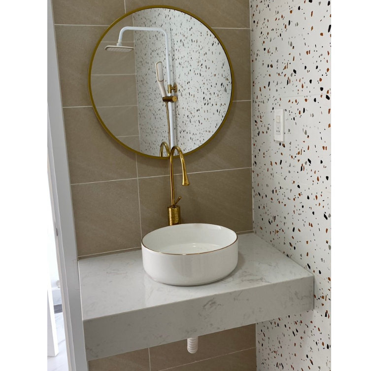 Bàn đá vuông hộp đặt chậu lavabo nhiều kích cỡ