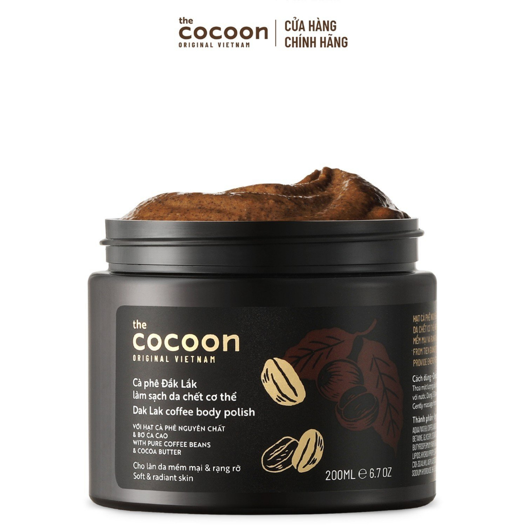 Tẩy da chết cơ thể cà phê Đắk Lắk Cocoon cho làn da mềm mại và rạng rỡ 200ml