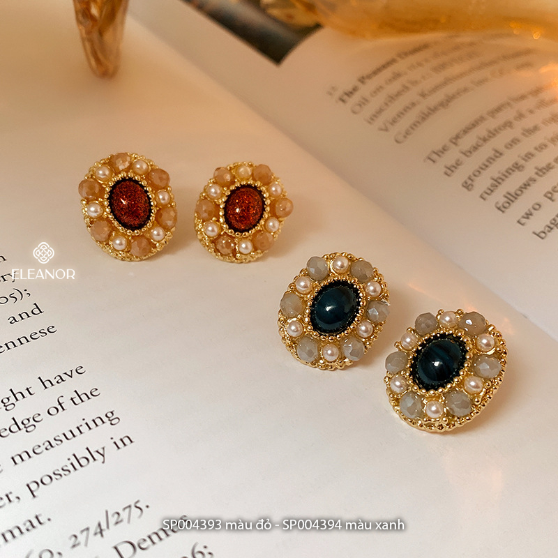 Bông tai nữ đính đá màu Eleanor Accessories chuôi bạc 925 phụ kiện trang sức cổ điển