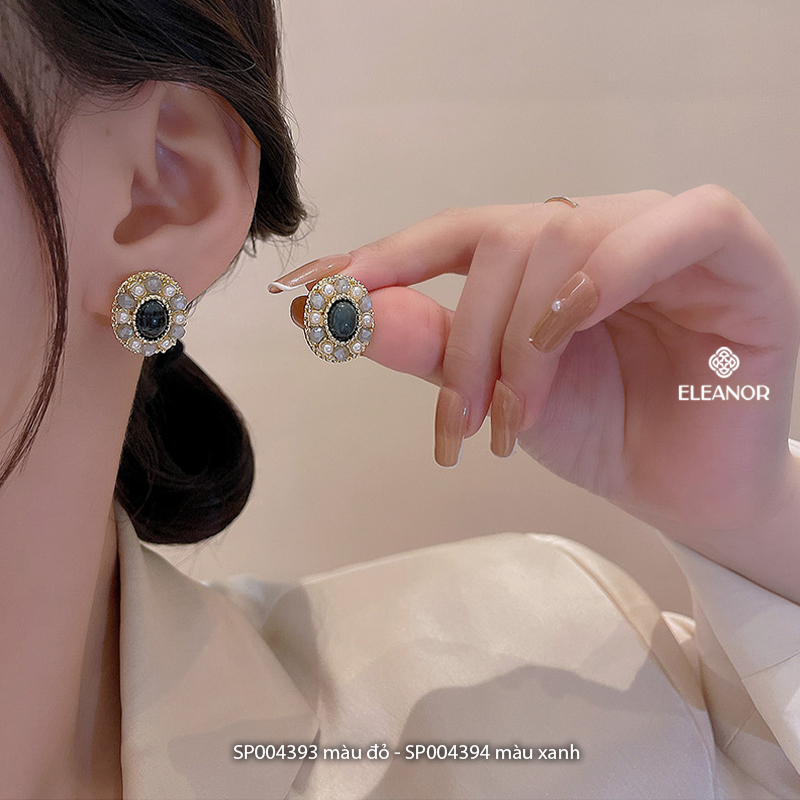Bông tai nữ đính đá màu Eleanor Accessories chuôi bạc 925 phụ kiện trang sức cổ điển