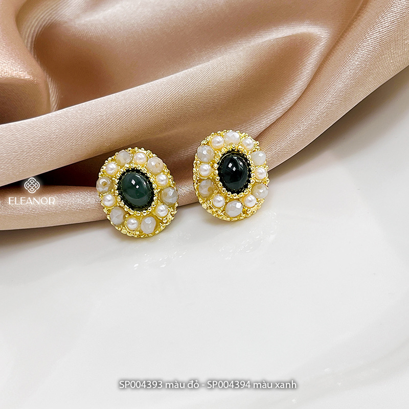 Bông tai nữ đính đá màu Eleanor Accessories chuôi bạc 925 phụ kiện trang sức cổ điển