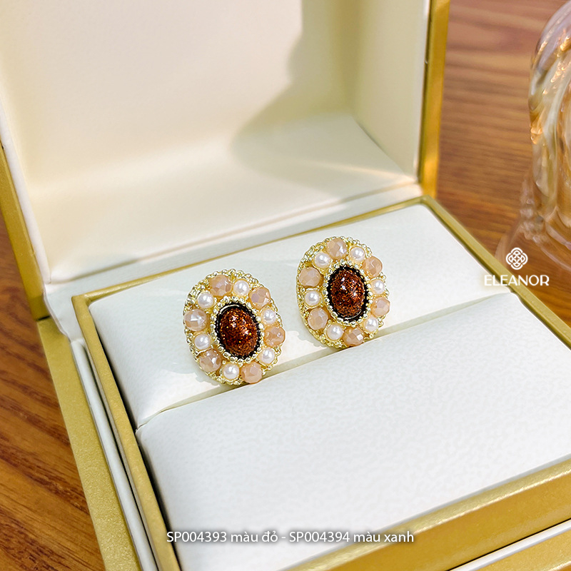 Bông tai nữ đính đá màu Eleanor Accessories chuôi bạc 925 phụ kiện trang sức cổ điển