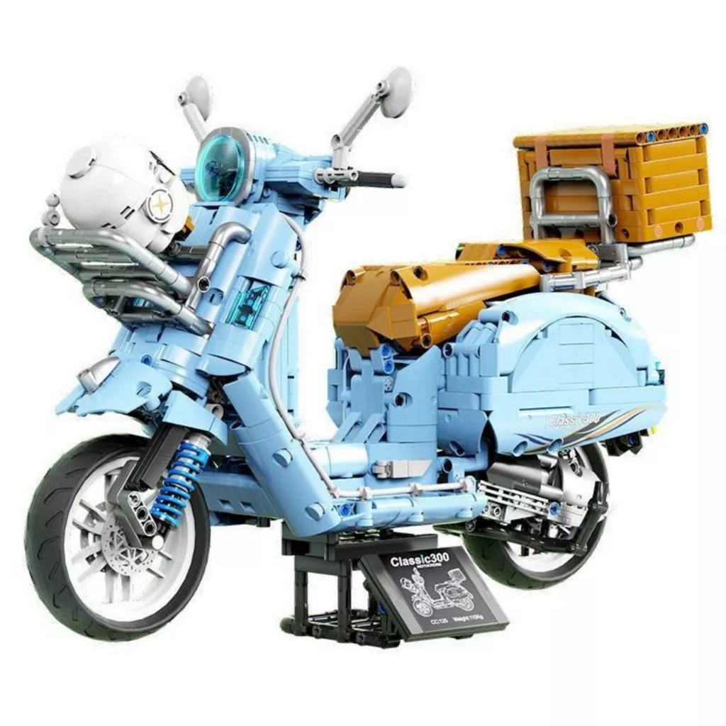 Đồ Chơi Xếp Hình - T4025 Xe Máy Piaggio Vespa 300 Kiểu Cổ Điển 1828 Mảnh