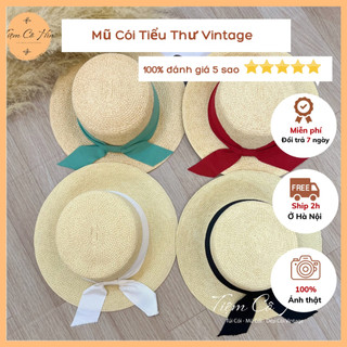 Mũ nón cói tiểu thư chất liệu cói raffia Tiệm Cô Hìn mũ nữ tính phù hợp với các bạn mặt nhỏ thích hợp đi du lịch ship 1h