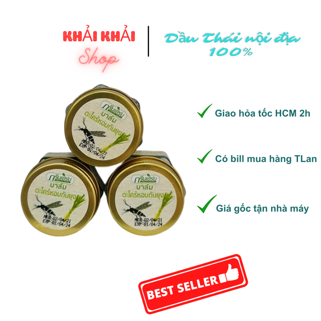 Dầu cù là Green herb citronela chống muỗi Thái Lan