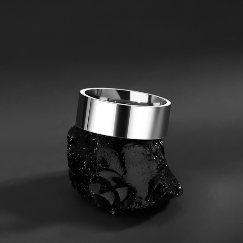 Nhẫn Nam Plain Ring Nhẫn Trơn Bản To 8mm Bằng Thép Titan Màu Bạc Thời Trang Tavi Studio Cao Cấp
