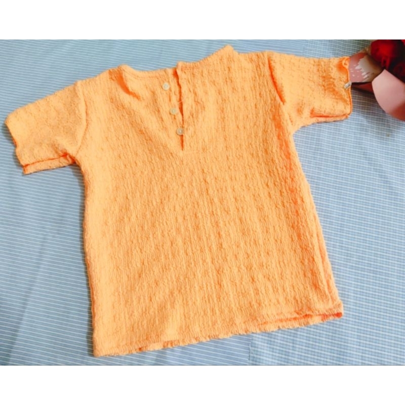 Áo Cổ Nút Tay Ngắn Xốp Nhún Trơn