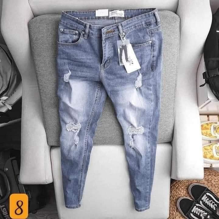 Quần Jean Nam chất liệu denim co giản 4 chiều màu xanh rách chuẩn from chuẩn dáng dành cho nam nhiều mẫu mới MS QJ8