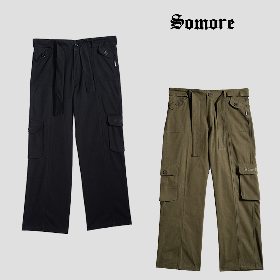 Quần dài Cargo Pants Basic SOMORE Kaki Túi Hộp Ống Rộng