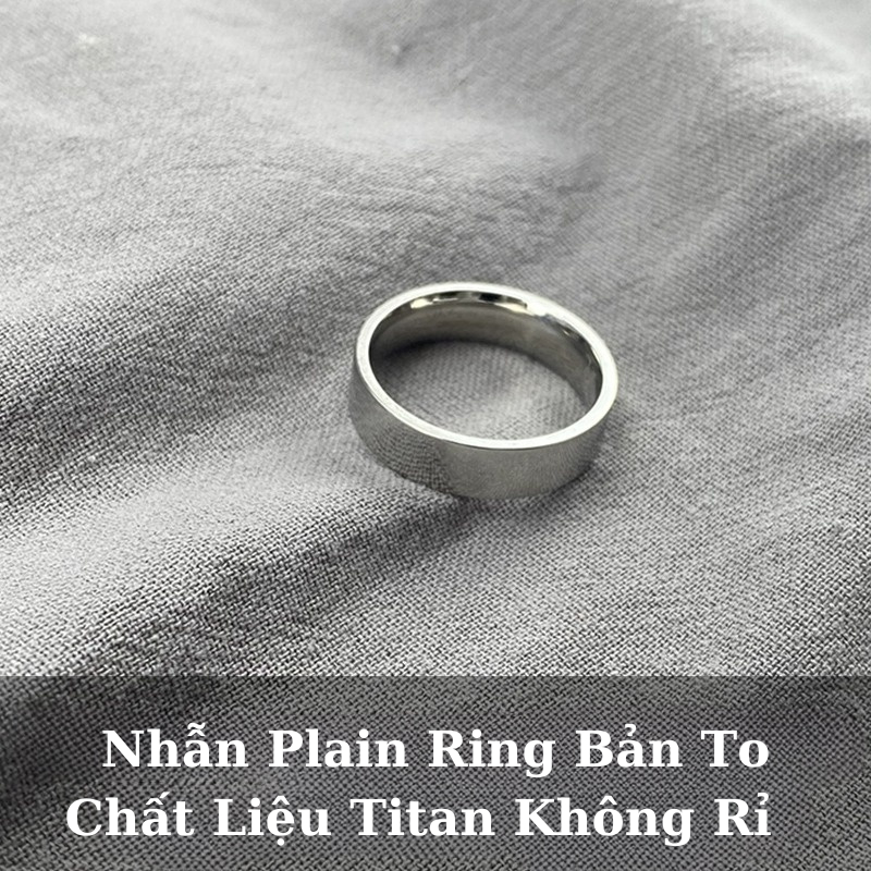 Nhẫn Nam Plain Ring Nhẫn Trơn Bản To 8mm Bằng Thép Titan Màu Bạc Thời Trang Tavi Studio Cao Cấp