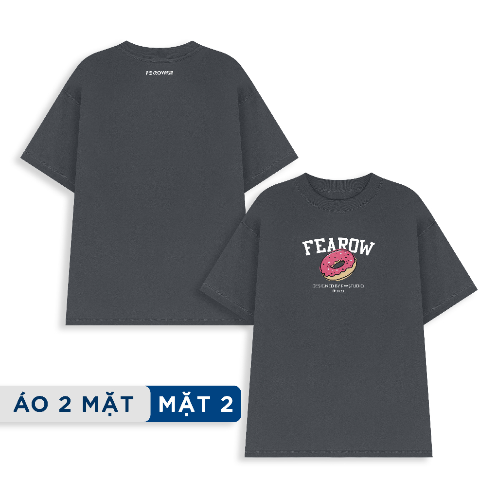 Áo thun 2 mặt nam nữ local brand unisex Fearow Double Tee Collection - Donut / Xám Đậm - ATF1012