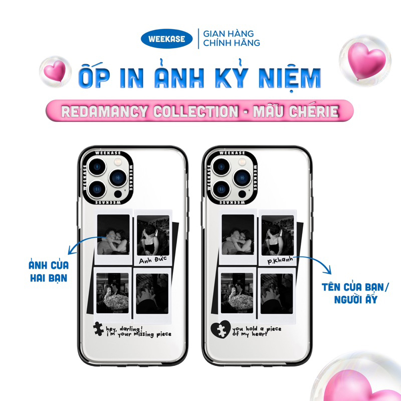 Ốp lưng iPhone chống sốc va đập Weekase in ảnh kỷ niệm dành cho cặp đôi - Chérie Redamancy Collection
