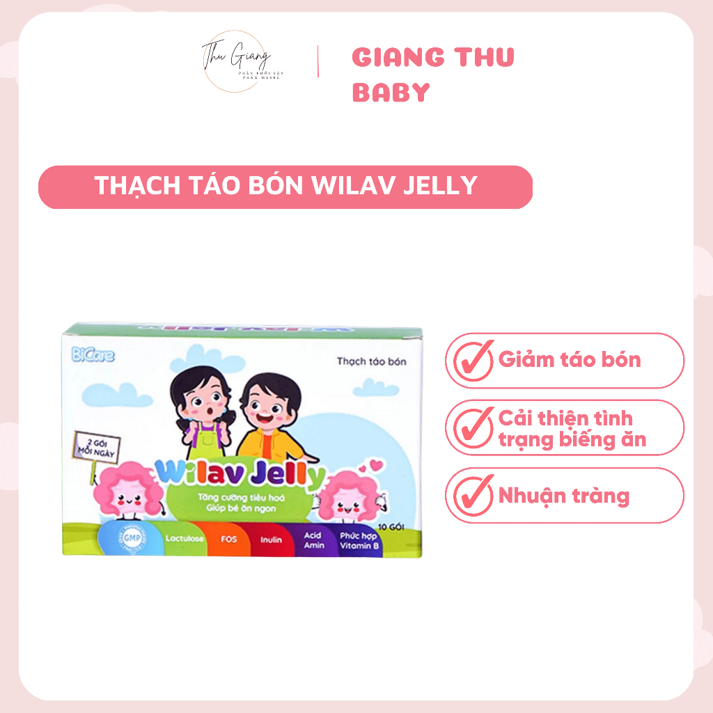 Thạch Táo Bón Willav Jelly Bicare Bổ Sung Chất Xơ Và Ngăn Ngừa Táo Bón Hộp 10 Gói