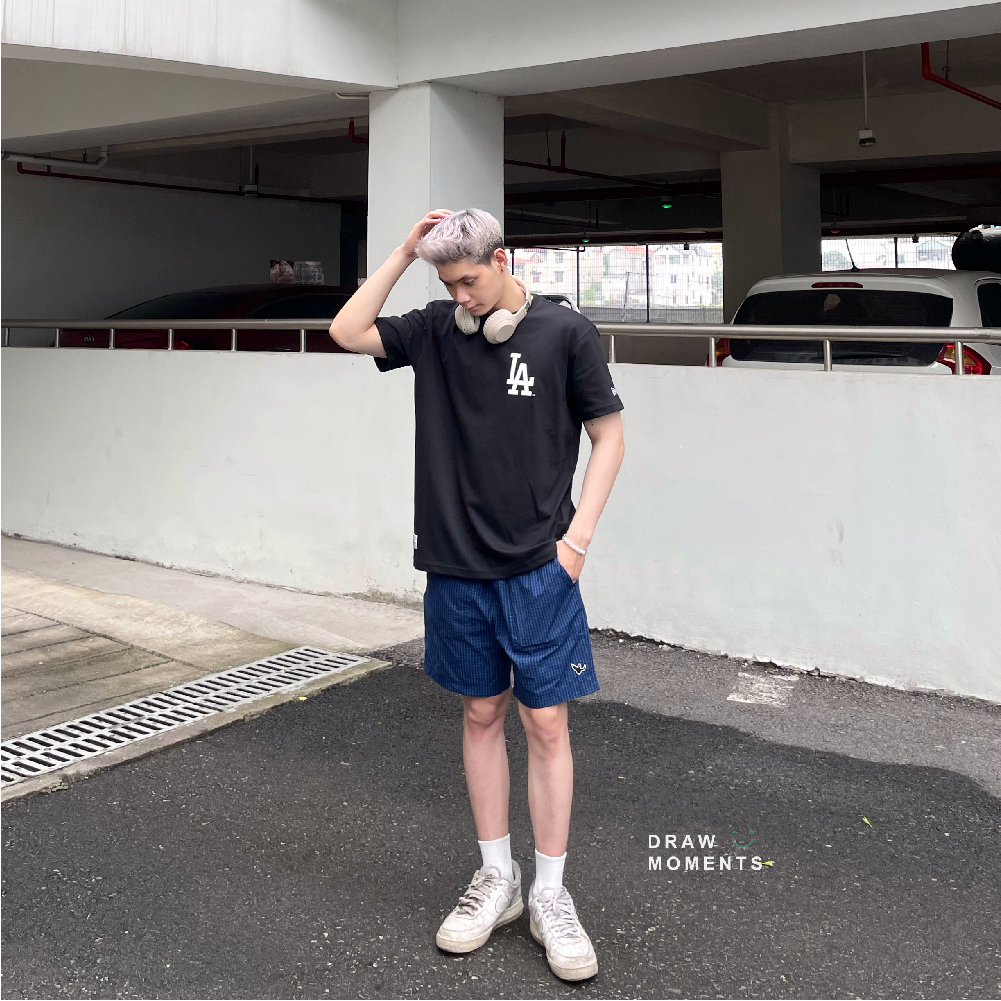 Quần Short Đùi Nam Nữ Mark Gonzales Cực Trendy Màu Xanh Họa Tiết Thêu Chính Hãng