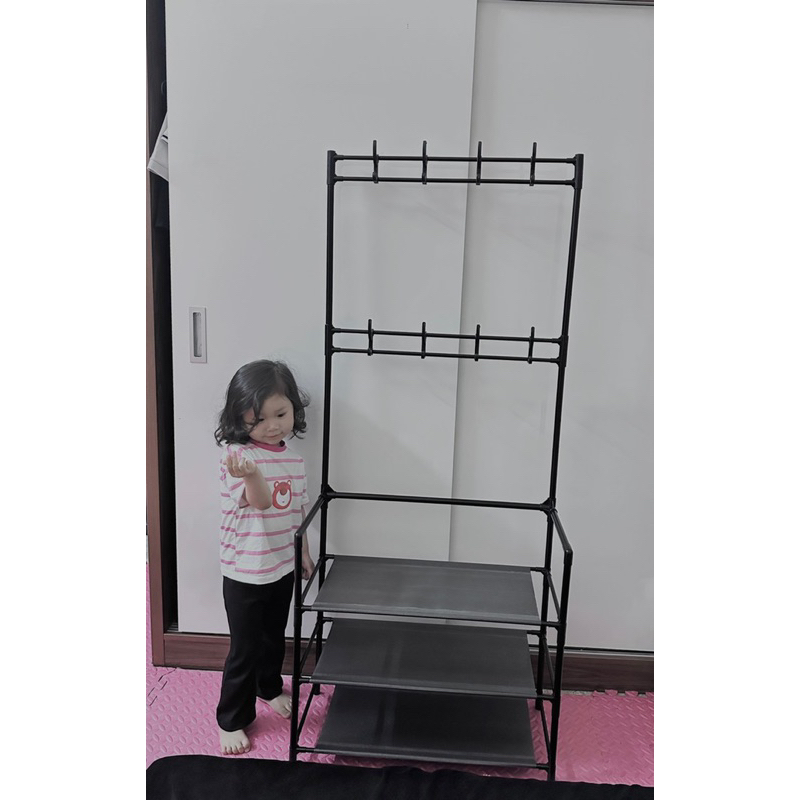 Kệ Treo Tích Hợp Giá 4 Tầng, Hai Màu Đen Trắng, Khung Sắt Sơn Tĩnh Điện.