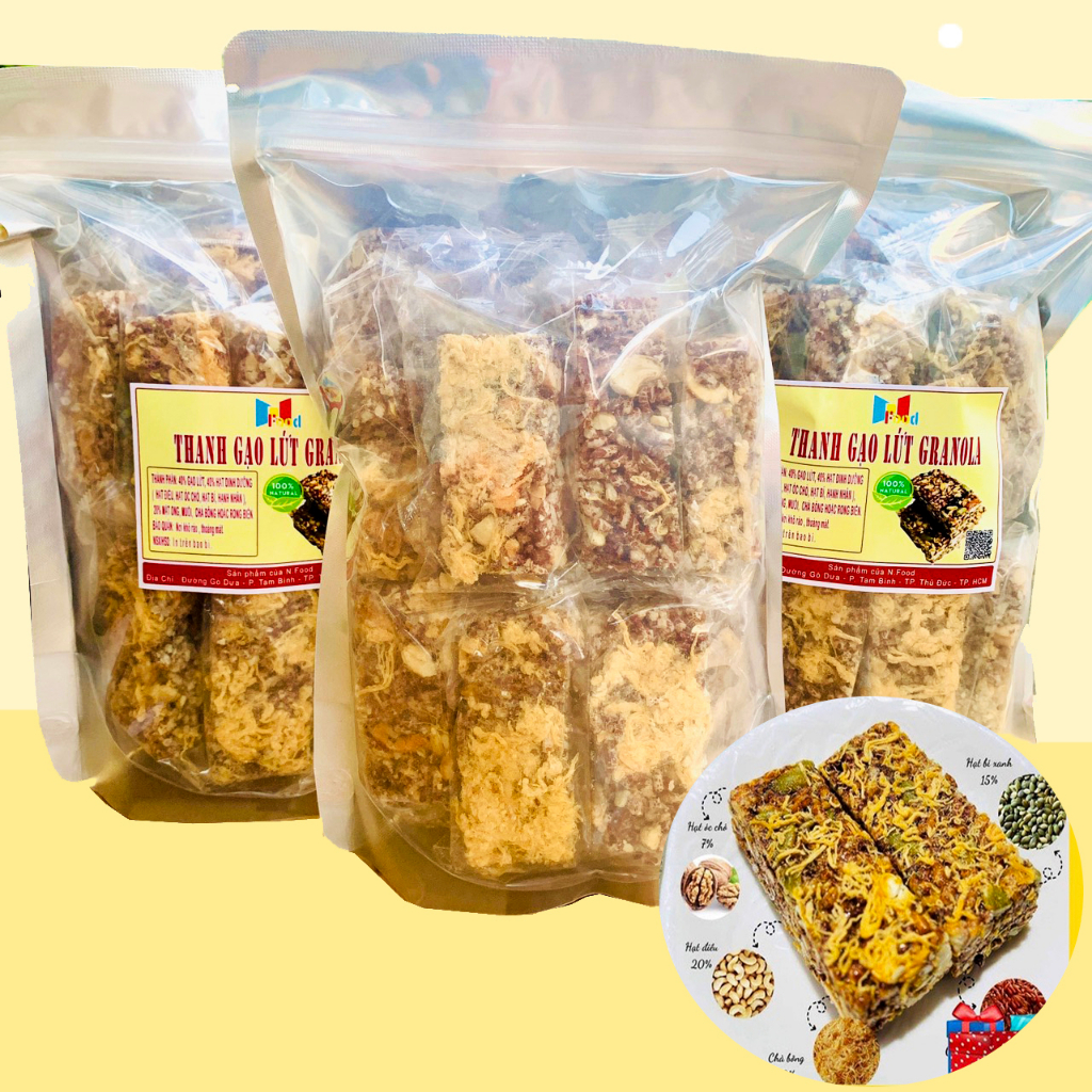 [ Gói 500Gram ] Thanh Gạo Lứt mix Hạt Dinh Dưỡng Granola - Chà Bông Ăn kiêng giảm cân