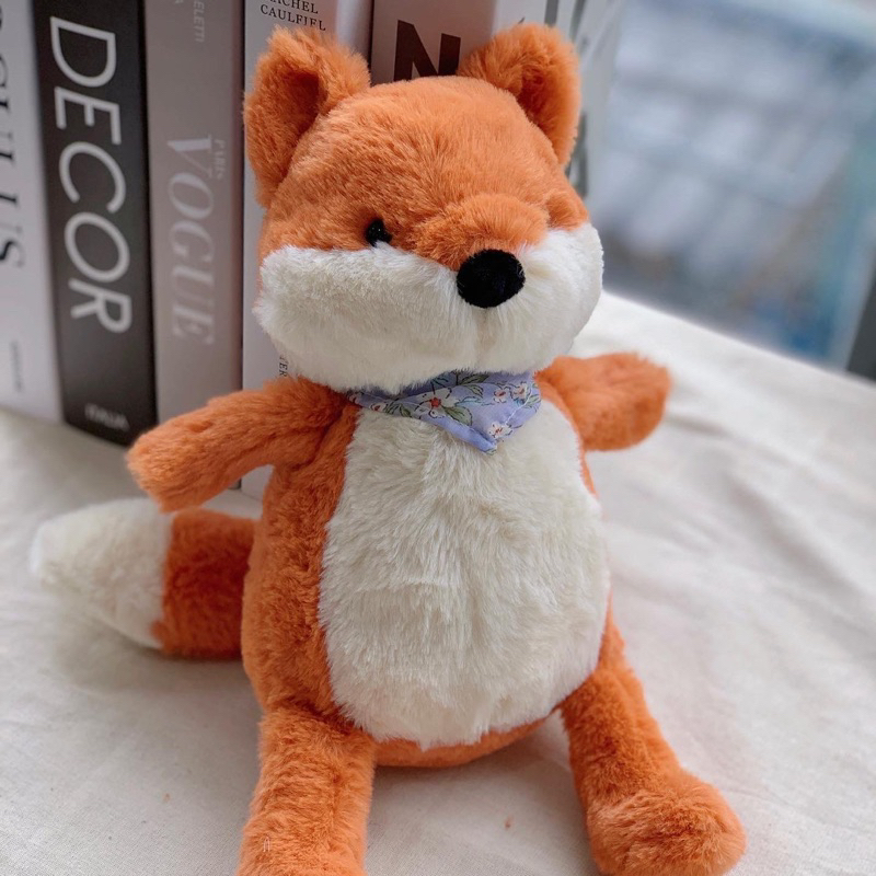 Gấu bông cáo cam Autumn Fox lông mịn tặng khăn hoa