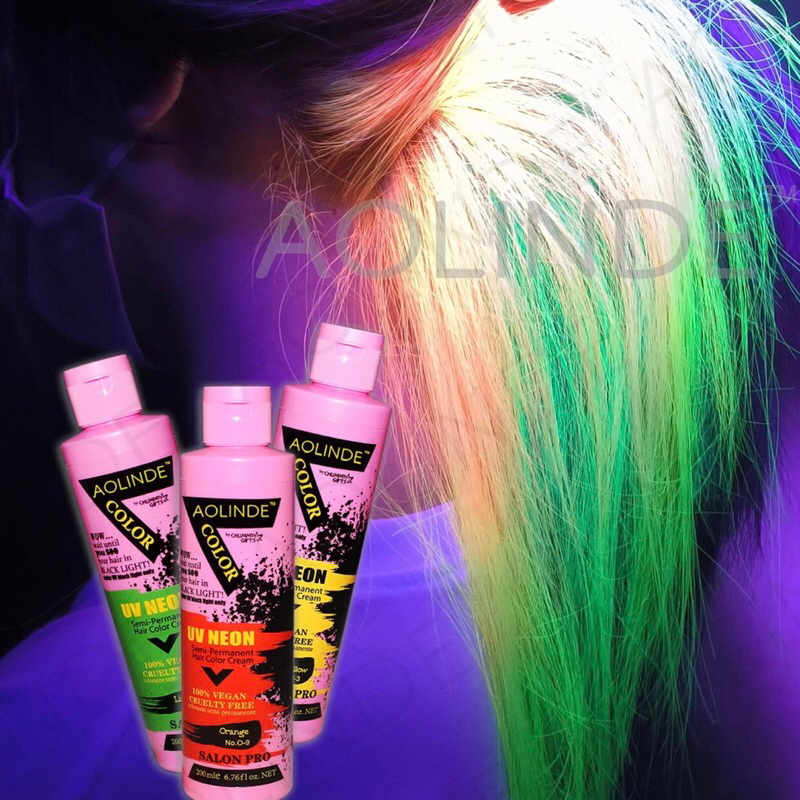 MÀU NHUỘM TÓC PHẢN QUANG AOLINDE 200ML MÀU HỒNG PINKISSIMO Phát sáng trong đêm dưới đèn UV Neon