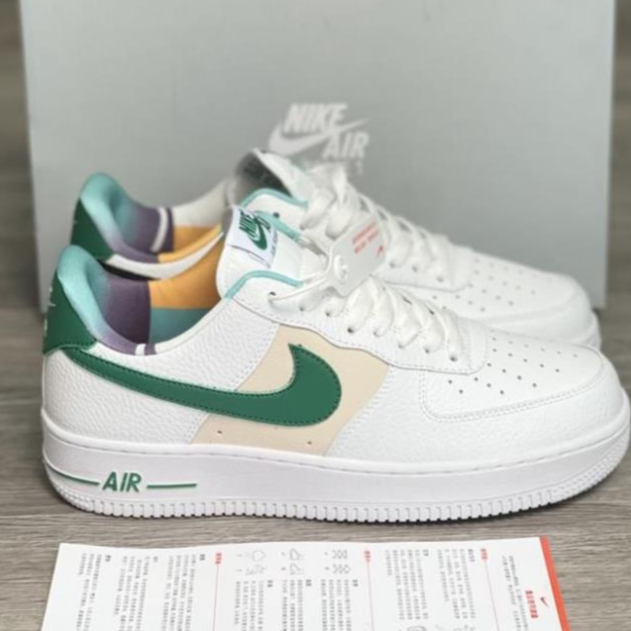 Giày_Nike AF1 Trắng Vệt Xanh Đen Nam Nữ