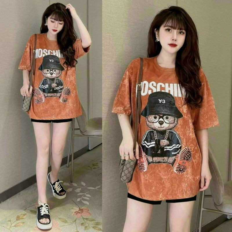 sét bộ short phối 3D in logo gấu
